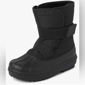 Children's Place Toddler Faux Fur Trim Winter Snow Boots, Black size 11M
